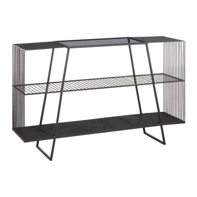 Trento Console Table With Grey Glass Top