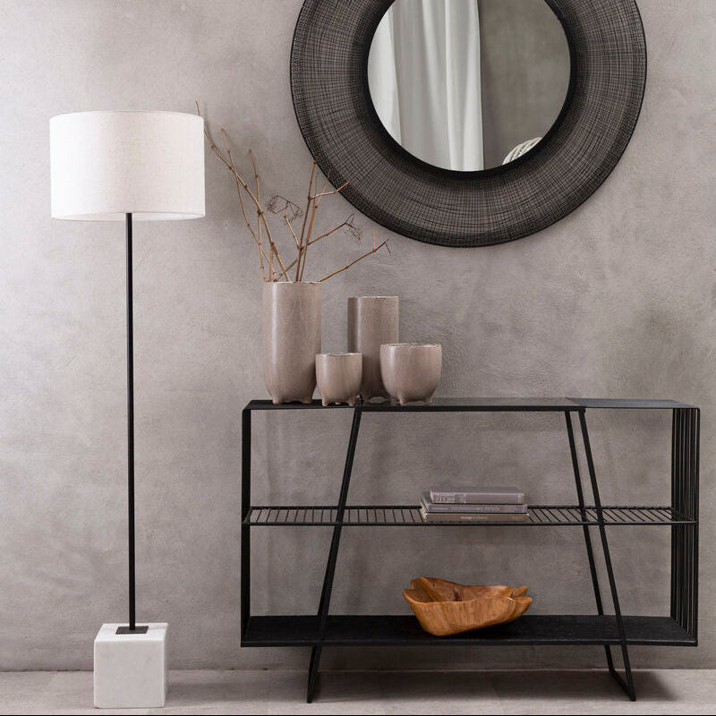 Trento Console Table With Grey Glass Top