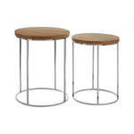 Agra Set Of 2 Mango Wood Top Round Side Tables