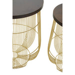 Agra Set Of 2 Side Tables In Mango Wood And Brass Finish