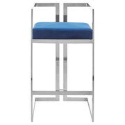 Azalea Blue Velvet Bar Stool With Silver Frame
