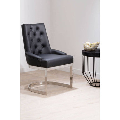 Azalea Tufted Black Faux Leather Dining Chair