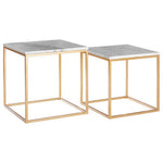 Avantis Set Of 2 Square Marble and Gold Nesting Tables