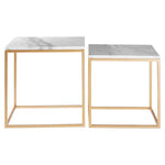 Avantis Set Of 2 Square Marble and Gold Nesting Tables