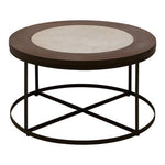 Vasco Wood and Marble Top Coffee Table with Black Iron Base