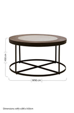 Vasco Wood and Marble Top Coffee Table with Black Iron Base