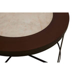 Vasco Wood and Marble Top Coffee Table with Black Iron Base
