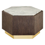 Villi Hexagon Dark Oak and Marble Side Table