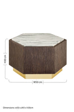 Villi Hexagon Dark Oak and Marble Side Table