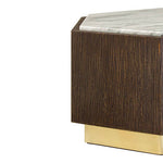 Villi Hexagon Dark Oak and Marble Side Table