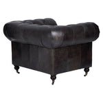 Victor Dark Grey Brown Leather Chesterfield Chair