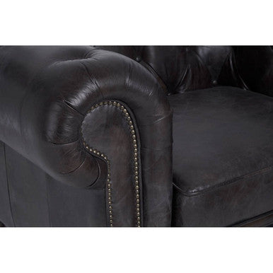 Victor Dark Grey Brown Leather Chesterfield Chair