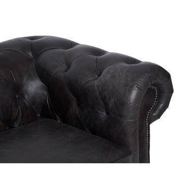 Victor Dark Grey Brown Leather Chesterfield Chair