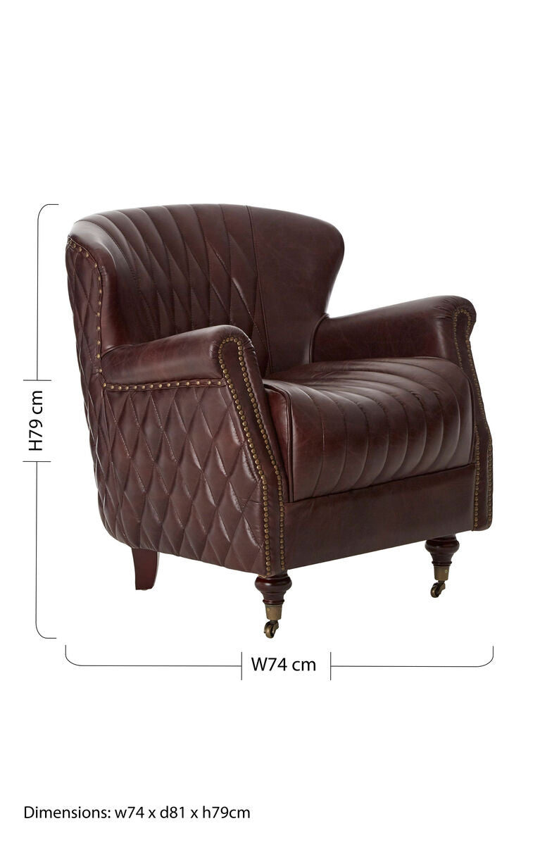 Victor Brown Leather Winged Back Armchair