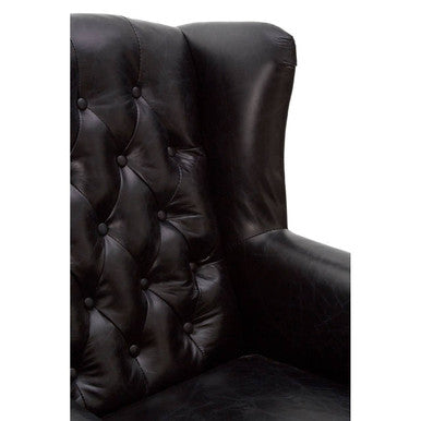 Victor Black Leather Wingback Armchair