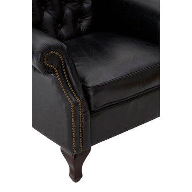Victor Black Leather Wingback Armchair