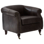 Victor Dark Grey Brown Leather Curved Armchair