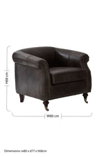 Victor Dark Grey Brown Leather Curved Armchair