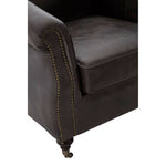 Victor Dark Grey Brown Leather Curved Armchair