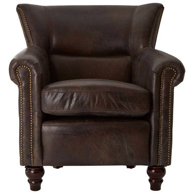 Victor Dark Grey Brown Leather Armchair