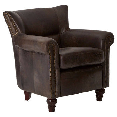 Victor Dark Grey Brown Leather Armchair