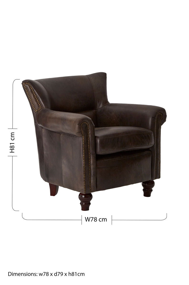Victor Dark Grey Brown Leather Armchair