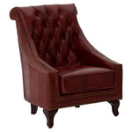 Victor Deep Red Leather Lounge Chair with Tufted Back