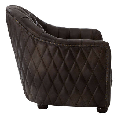Victor Dark Grey Brown Leather Tub Chair