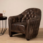 Victor Dark Grey Brown Leather Tub Chair