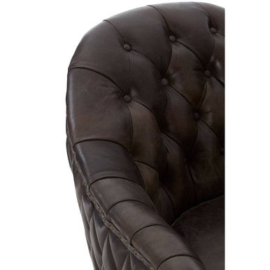 Victor Dark Grey Brown Leather Tub Chair
