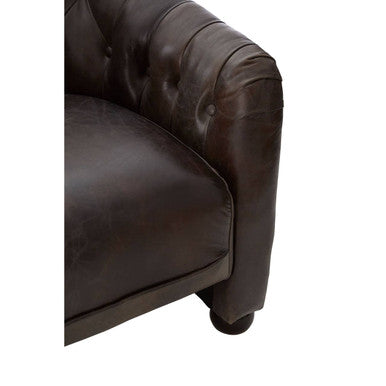 Victor Dark Grey Brown Leather Tub Chair