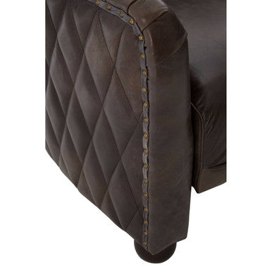 Victor Dark Grey Brown Leather Tub Chair