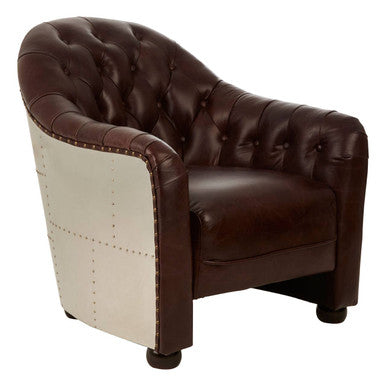 Victor Brown Leather Tub Chair