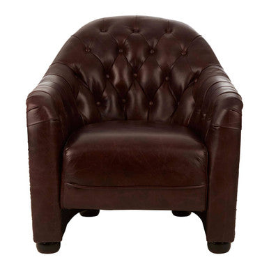 Victor Brown Leather Tub Chair