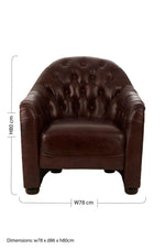 Victor Brown Leather Tub Chair