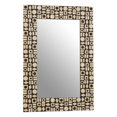 Palu Black Wall Mirror with Shell Inlay