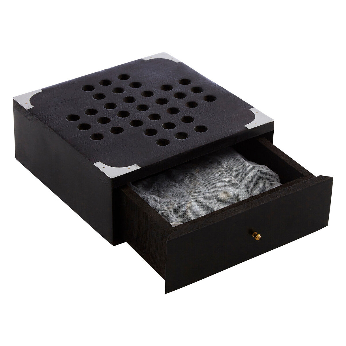 Churchill Games Black Sheesham Wood Solitaire Games Box