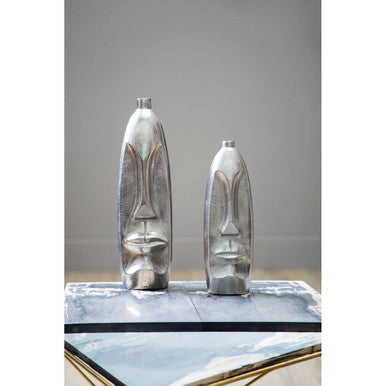 Viso Small Silver Face Tall Vase