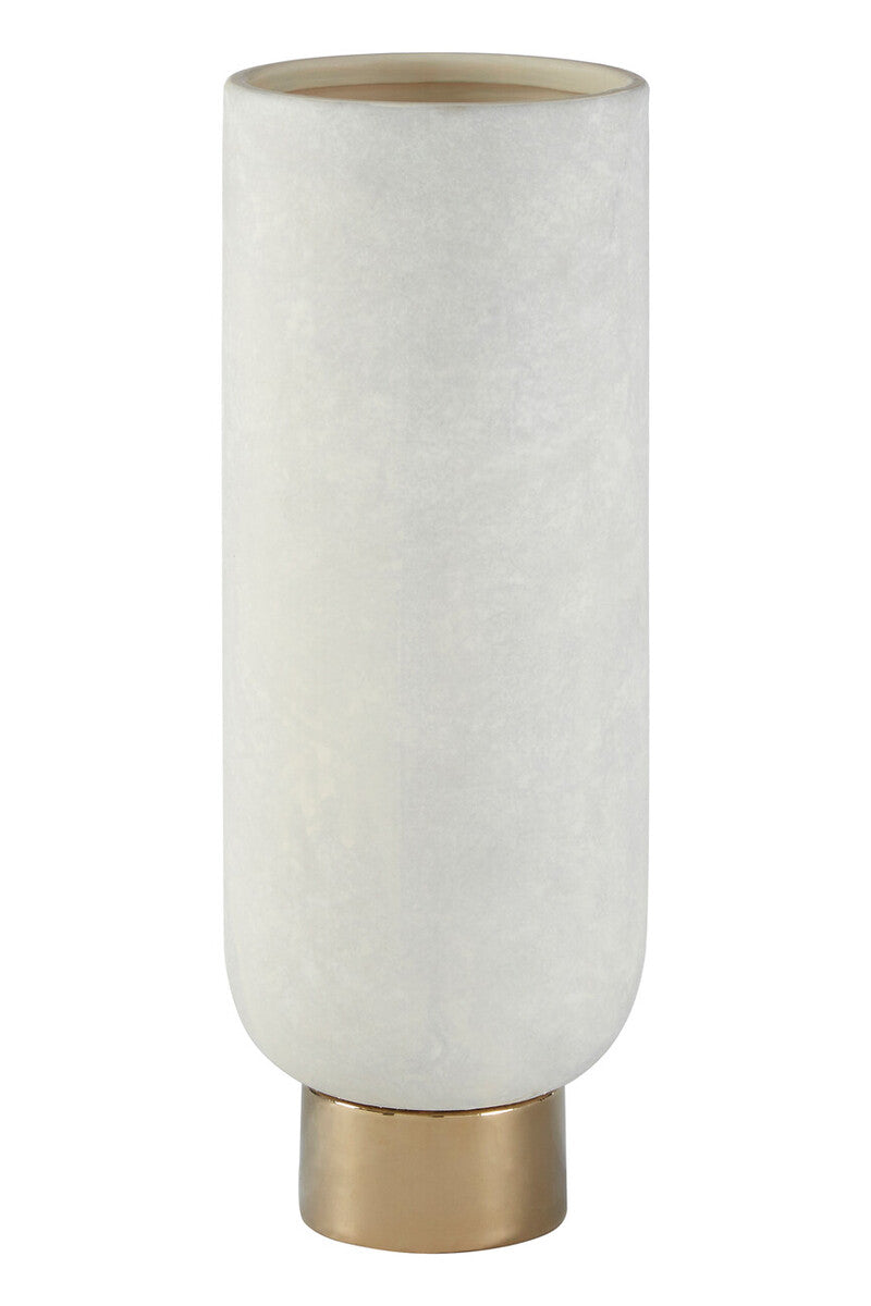 Callie White and Gold Small Pedestal Vase