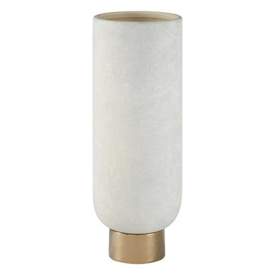 Callie White and Gold Small Pedestal Vase