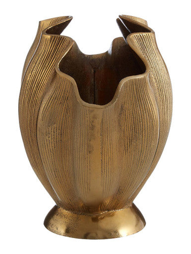 Estrella Small Gold Finish Fluted Vase