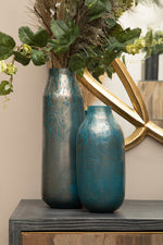 Caris Blue Speckled Glass Small Vase