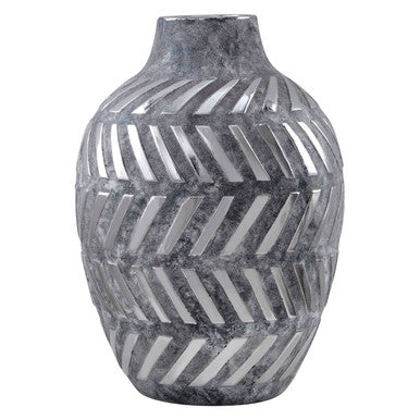 Helaine Grey and Silver Large Vase