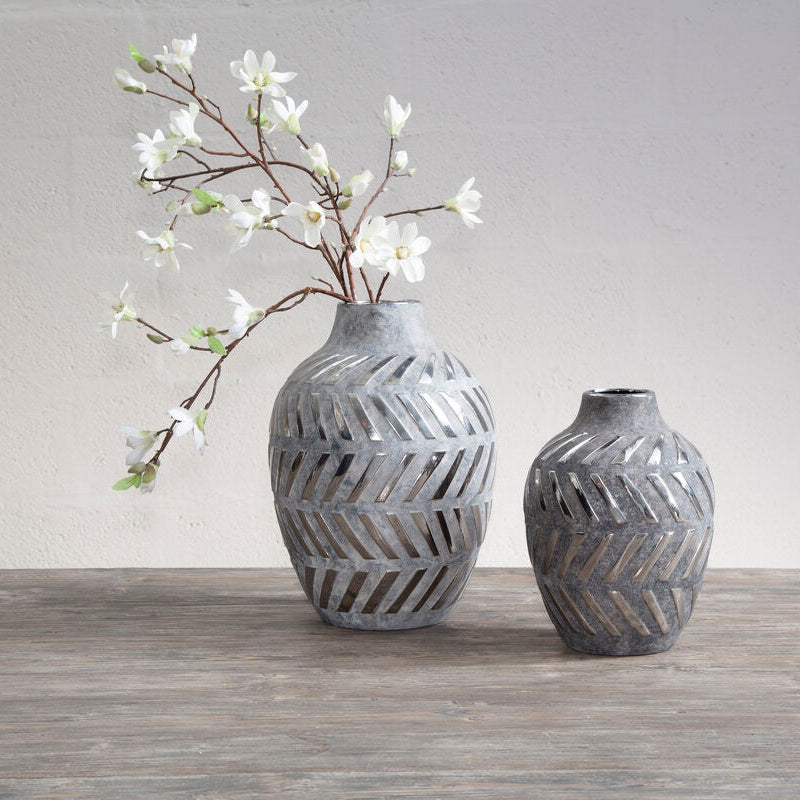 Helaine Grey and Silver Large Vase