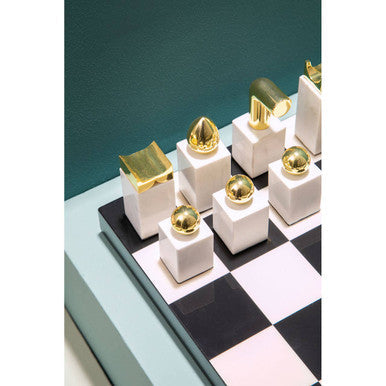 Flos Marble And Wood Chess Set