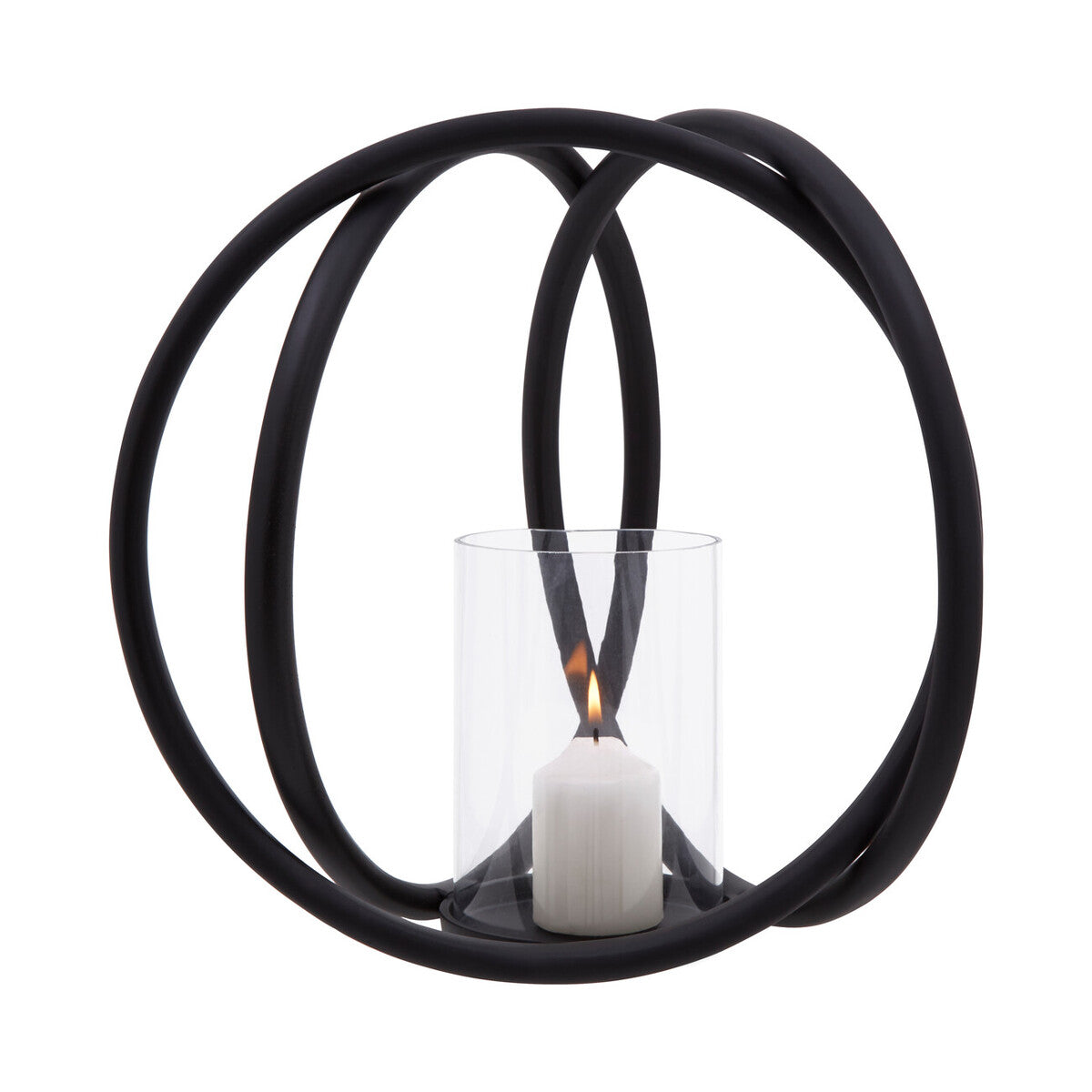 Aura Medium Matte Black Finish Candle Holder