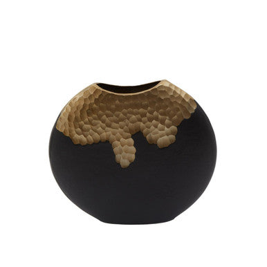 Daito Small Black And Gold Round Vase