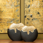 Daito Small Black And Gold Round Vase