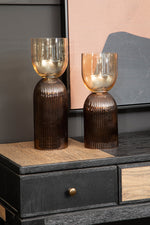 Esma Large Amber and Brown Glass Vase