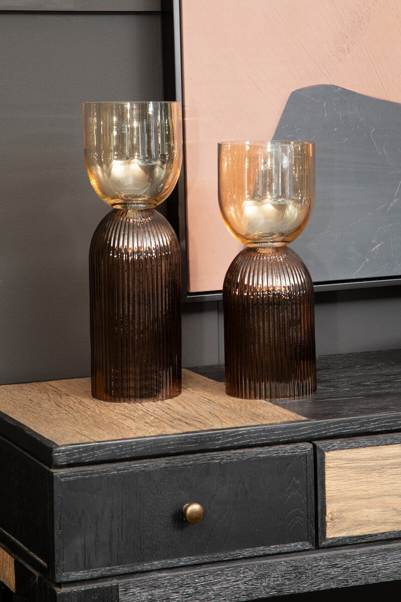 Esma Large Amber and Brown Glass Vase